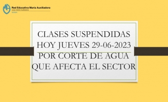 CLASES SUSPENDIDAS POR CORTE DE AGUA EN EL SECTOR DEL COLEGIO
