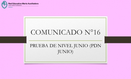 COMUNICADO N°16.- PRUEBA DE NIVEL JUNIO (PDN JUNIO)